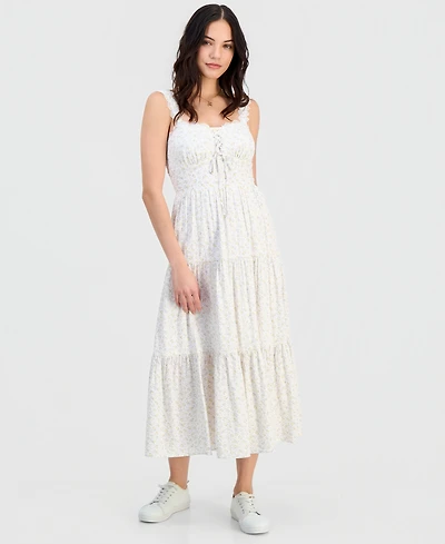 Self Esteem Juniors' Ditsy Floral Sweetheart-Neck Maxi Dress