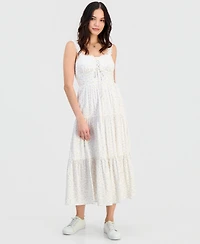 Self Esteem Juniors' Ditsy Floral Sweetheart-Neck Maxi Dress