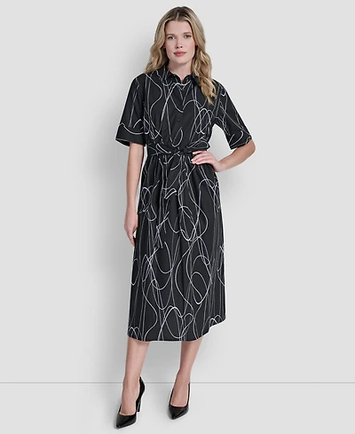 Dkny Women's Collared Midi Shirt Dress