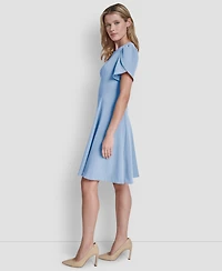 Dkny Women's Tulip Sleeve Fit and Flare Dress
