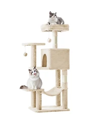 Zeus & Ruta 44in Cat Tree Tower: Multi-Cat Climbing, Sisal Posts, Extended Platform, Hammock