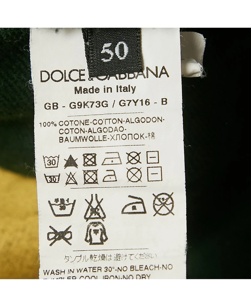 Pre-Owned Dolce & Gabbana Men's Green Printed Cotton Distressed Hoodie