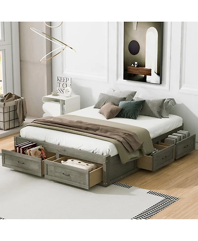 Streamdale Furniture Queen Platform Bed with 6 Storage Drawers