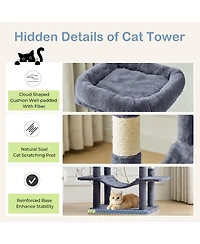 Zeus & Ruta 66in Cat Tree Tower: Large Multi-Cat Climbing, Extended Platform, Hammock, Pet House