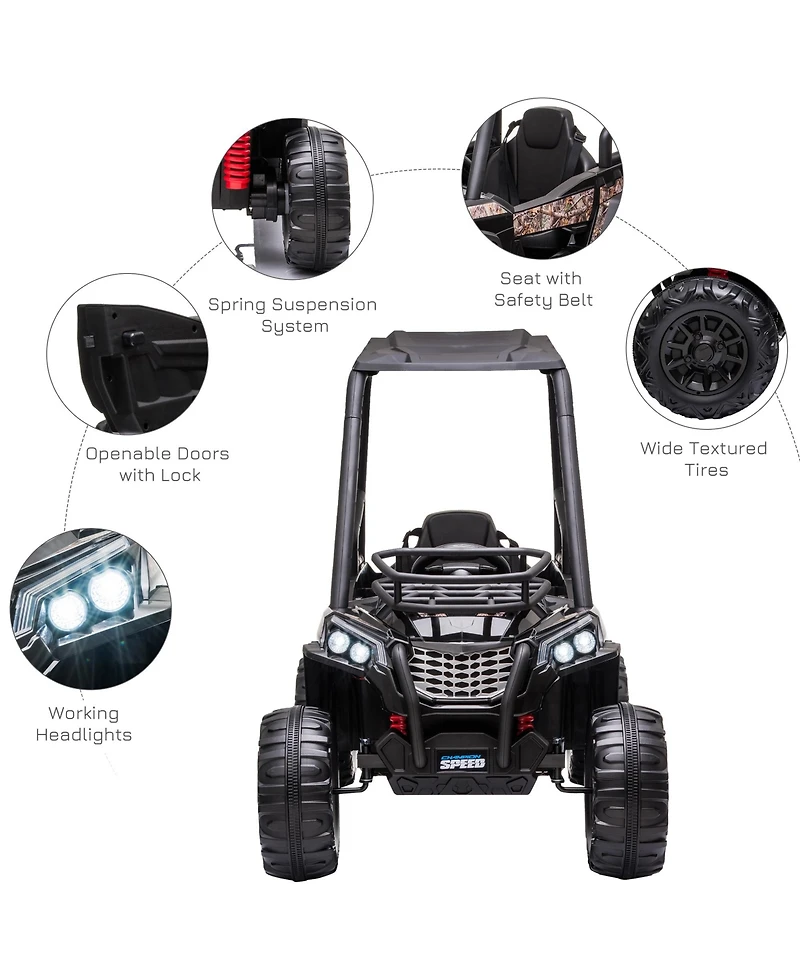 Hongge Kids Electric Ride On Car with Remote Control Music Lights Ages 3 to 8