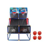 Bruce & Shark Double Hoop Basketball Arcade Game for Kids, Indoor/Outdoor Sports Toy with 4 Balls & Pump