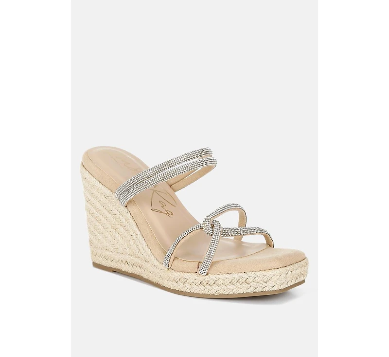 London Rag Womens Enocha Rhinestones Embellished Espadrilles Sandals