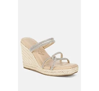 London Rag Womens Enocha Rhinestones Embellished Espadrilles Sandals