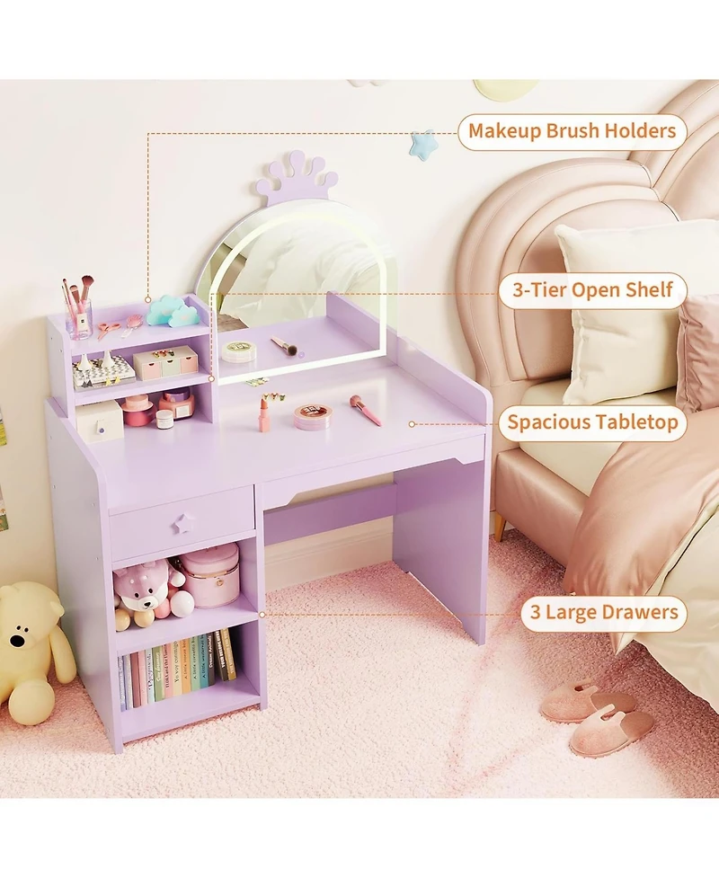 Gaomon Kids Vanity Lighted Mirror for Bedrooms, Apartments, Easy to Assemble