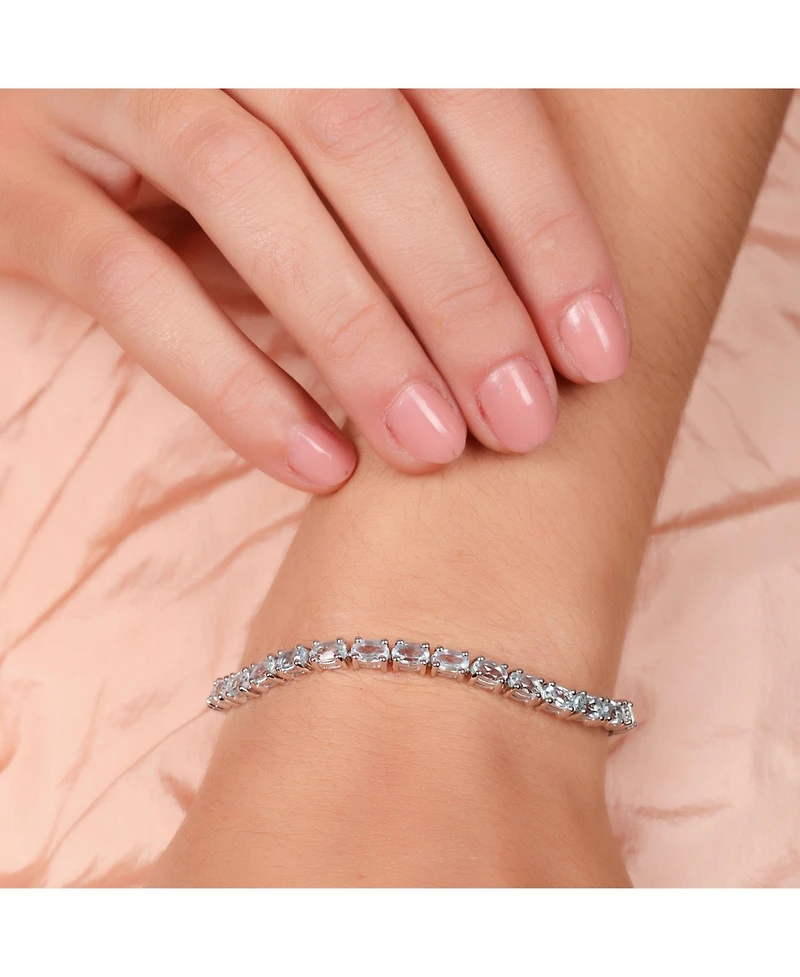 Bling Jewelry Traditional Natural Oval Topaz Garnet Strand Tennis Bracelet .925 Sterling Silver-7.5 Inch