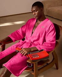 Lacoste Home Logo Patch 100% Cotton Pique Bath Robe