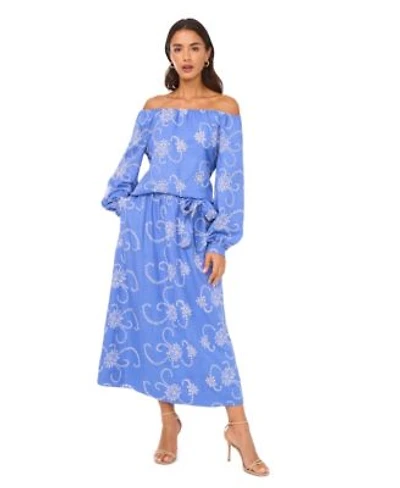 Vince Camuto Embroidered Womensa Line Maxi Skirt Off The Shoulder Long Sleeve Blouse