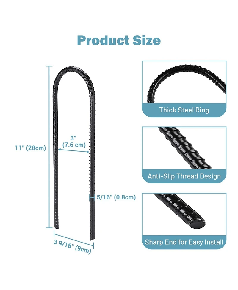 Yescom 16 Pack Trampoline Stakes Ground Anchors 11 Inch U Shaped Heavy Duty for Outdoor Camping Tent