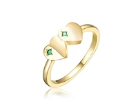 GiGiGirl Elegant Cz Double Heart Band Ring 14K Gold Plated