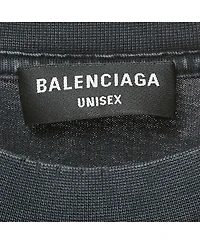 Pre-Owned Balenciaga Men's Unisex Black Logo Print Distressed T-Shirt