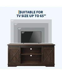gaomon Farmhouse Tv Stand for up to 65 Inches, Entertainment Center with Sliding Barn Doors and Adjustable Shelf