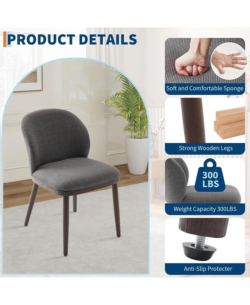 gaomon Dining Chair Set of 6,Modern Upholstered Kitchen Chairs with Ergonomic Back Support