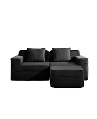 Streamdale Furniture Modular 2 Seat L Shape Sectional Sofa, Cloud Couch with Ottoman
