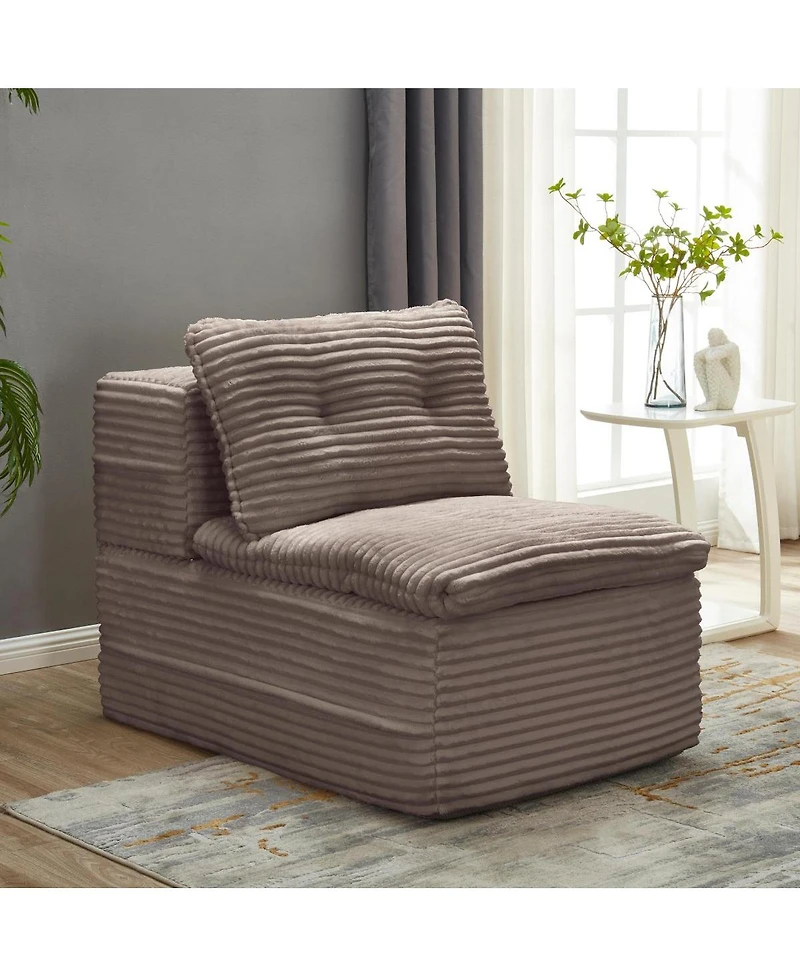 Streamdale Furniture Multi-Functional Corduroy Sectional Sofa Bed with Chaise Lounge, 80" King Size