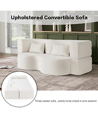 Streamdale Furniture 2-in-1 Foldable Sofa Bed, 75 Inch Folding Couch w/ Memory Foam Mattress & 2 Pillows