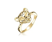 Rachel Glauber Black Enamel Leopard Face Statement Ring 14K Gold Plated