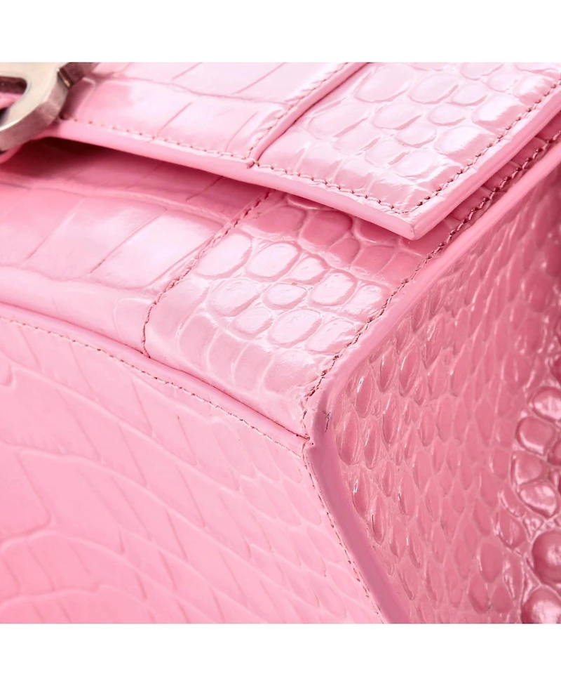 Pre-Owned Balenciaga Small Hourglass Top Handle Bag Embossed Leather