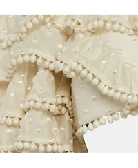 Pre-Owned Zimmermann Women's Off White Cotton Blend Ruffled Off Shoulder Crop Top