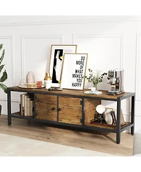 gaomon 58 Inch Tv Stand with Storage, Entertainment Center Adjustable Legs, Console up to 65 Open Shelves