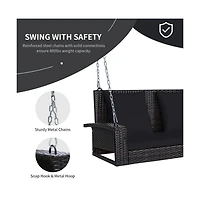 2-Person Wicker Hanging Porch Swing with 2 Back Cushions and 1 Seat Cushion