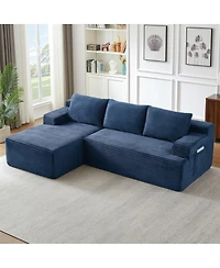 Streamdale Furniture L-Shaped Cloud Sectional Sofa, Deep Seat, Modular Sleeper, Blue