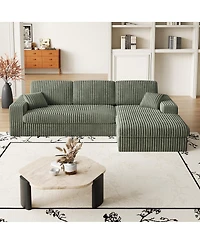 Streamdale Furniture Modern Corduroy Modular Sofa, Recliner Seat, 2-in-1 L-Shaped Sofa with Pillows