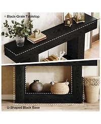 Tribesigns 63" Console Table, Farmhouse 2-Tier Entryway Table with U-Shaped Base, Narrow Long Wood Sofa Behind Couch for Living Room,