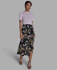 Bcbg Women's Side Zipper Printed Ruffle Maxi Skirt