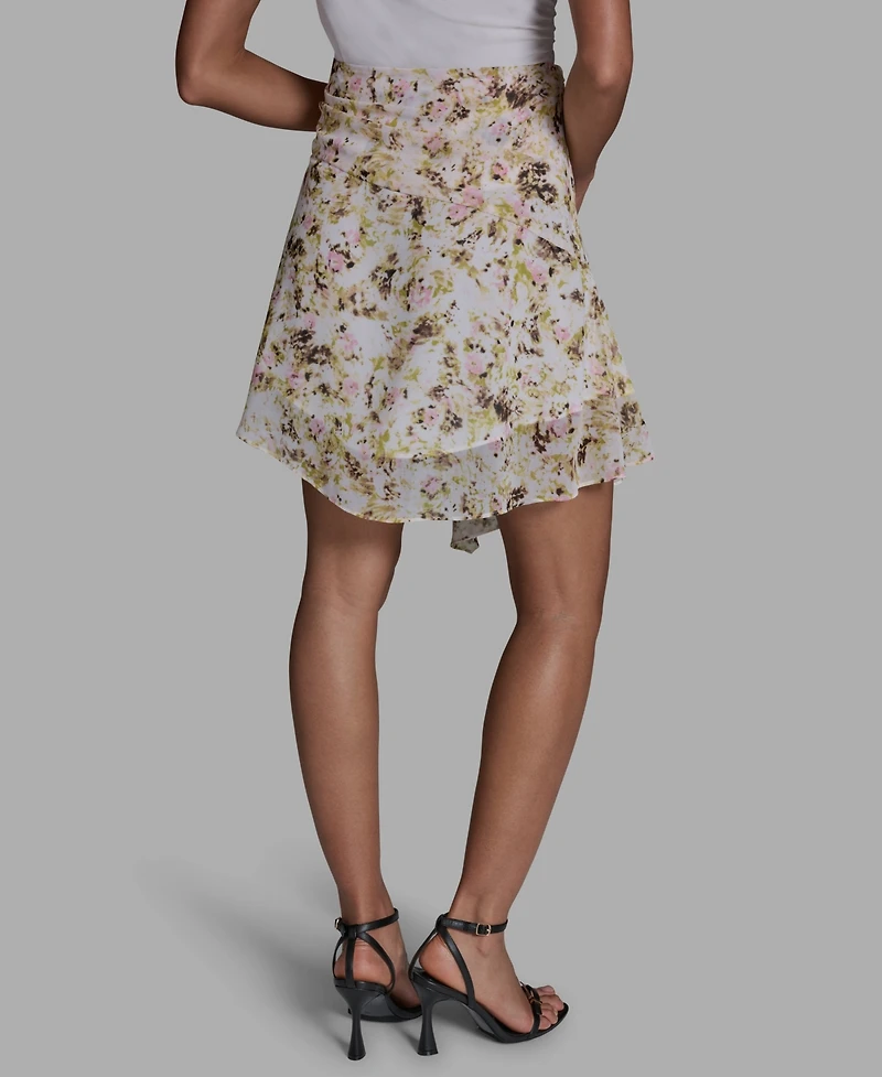 Bcbg Women's Side Zipper Printed Asymmetrical Mini Skirt