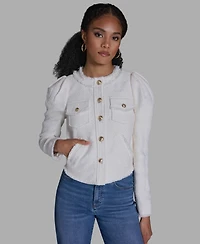 Bcbg Women's Crewneck Button-Front Tweed Jacket