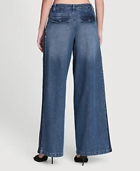 Avec Les Filles Women's Side Stripe Denim Mid Rise Pants