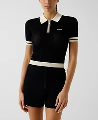 Guess Juniors' Gabry Cropped Collared Polo Sweater