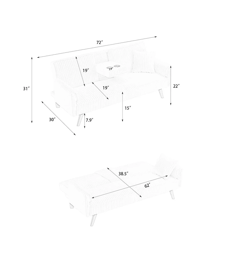 Streamdale Furniture Minimalist corduroy sofa for living room and bedroom