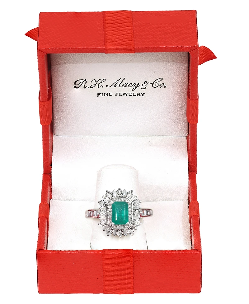 Effy Collection Emerald (7/8 ct. t.w.) & Diamond (1/2 Ring 14k White Gold (Also Available Yellow Gold)