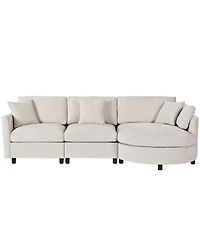Streamdale Furniture 105" Chenille 3-Piece Sectional Sofa w/ Curved Chaise & 3 Pillows