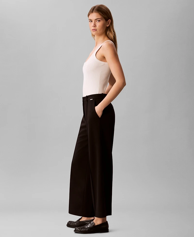 Calvin Klein Women's High Rise Cropped Wide Leg Pants