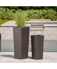 Streamdale Furniture Multibrown Wicker Flower Pots - Set of 2