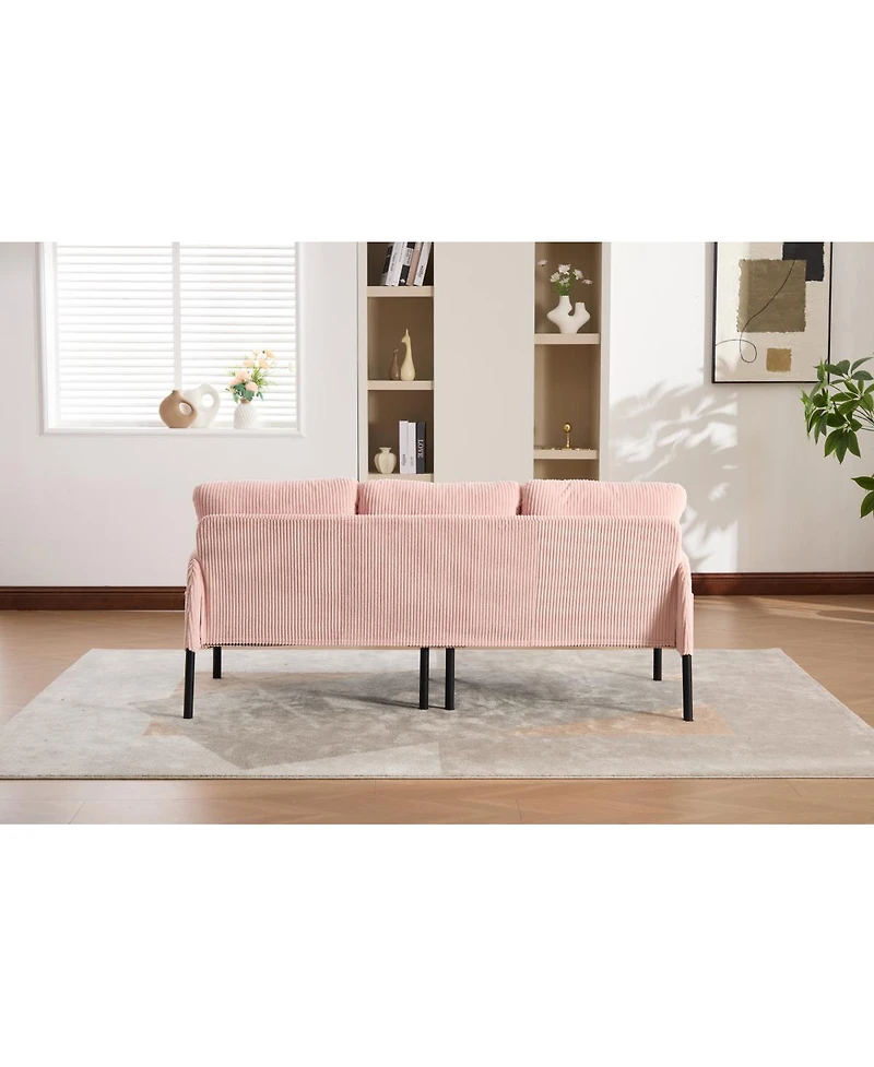 Streamdale Furniture Oversized Corduroy Loveseat Sofa with Metal Legs & Side Pockets