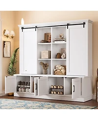 Streamdale Furniture Multifunctional entryway cabinet with sliding rails and tree design