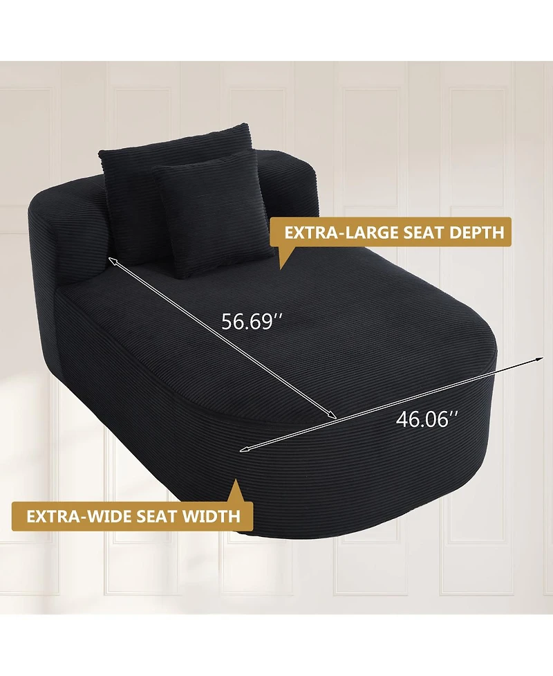 Streamdale Furniture 67.5" Indoor Corduroy Oversized Sleeper Sofa with Deep Seat Lounge