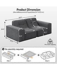 Streamdale Furniture 83.6" Modular 3-Seater Sofa with Tufted Design & Sparkling Chenille