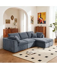 Streamdale Furniture Modern L-Shaped Sectional Sofa with Chaise Lounge, Corduroy Couch