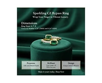 Rachel Glauber Modern Cubic Zirconia Bypass Ring 14K Gold Plated