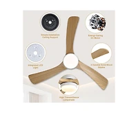 Sofucor 42-inch Minimalist 3-Blade Flush Mount Ceiling Fan with Light Remote Control and Timing Function