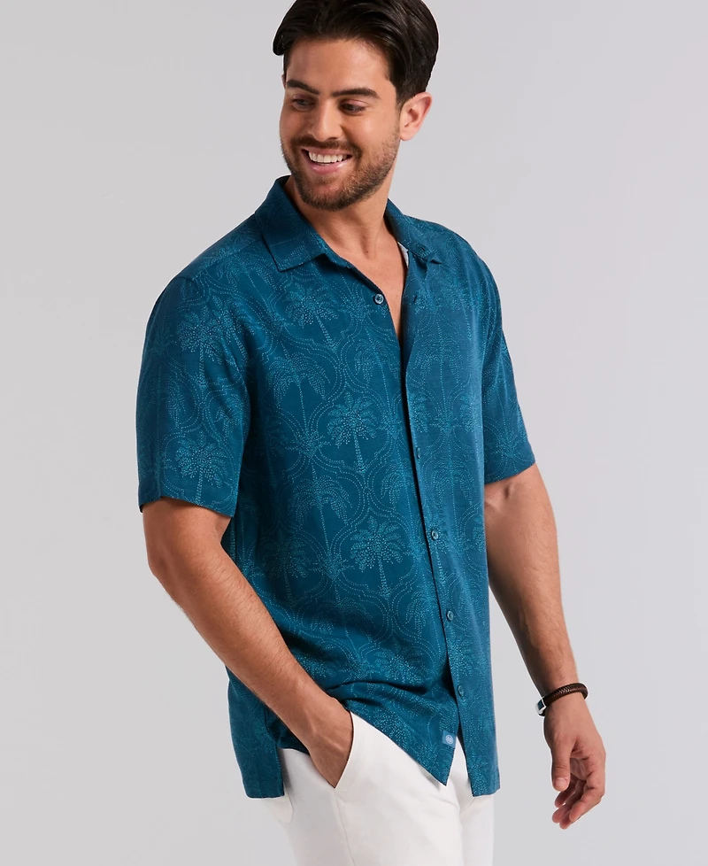 Cubavera Men's Medallion Palm Print Short-Sleeve Button-Down Shirt